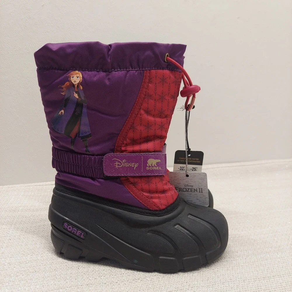 New Sorel Disney Frozen 2 Anna Snow Boots Purple Red Girls Size 13 LC3667-594